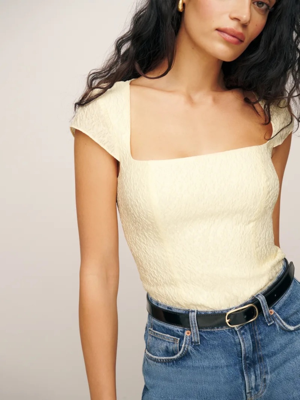 Reformation - Cora Top in ivory brocade